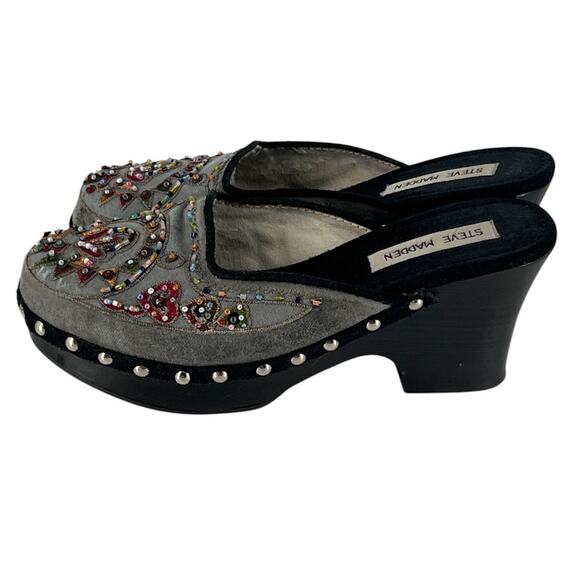 Steve Madden Firey Beaded Wooden Studded Slip On Clogs Western Boho Chic Size 7 - Picture 9 of 16